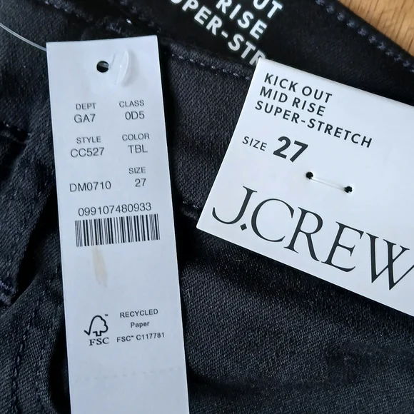 J.Crew Kick Out, Mid-rise, Super-stretch Jeans, Black Size 27 - Picture 7 of 8